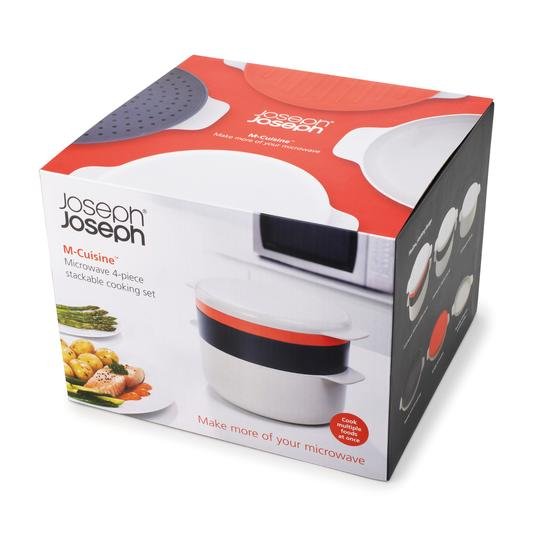  Joseph & Joseph 45001 M-Cuisine 4'lü Mikrodalga Pişirme Seti-Taş/Turuncu