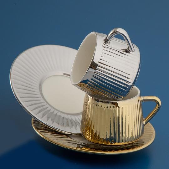  Jumbo Çubuk Titanyum Gold 2'Li Kahve Fincan Takımı